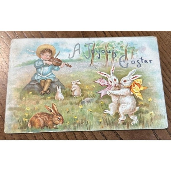 Other - Antique Tucks Easter Frolic Series Postmarked Postcard Dancing Humanized Rabbits